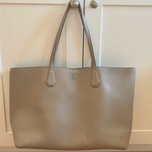 TORY BURCH BRODY TOTE FRENCH GRAY TORY NAVY